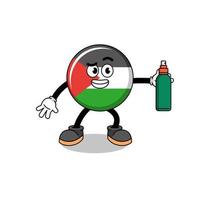 palestine drapeau illustration dessin animé tenant un anti-moustique vecteur