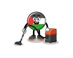 mascotte de personnage du drapeau de la palestine tenant un aspirateur vecteur