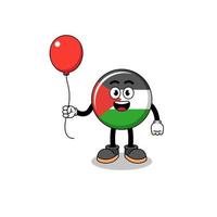 dessin animé du drapeau de la palestine tenant un ballon vecteur