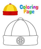 coloriage avec un chapeau chinois pour les enfants vecteur