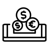 icône de transfert d'argent de pièces, style de contour vecteur