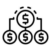 icône de segmentation monétaire, style de contour vecteur
