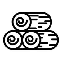 icône de pile de rouleau de bois, style de contour vecteur