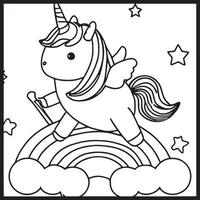 coloriages de licorne pour les enfants vecteur