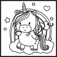 coloriages de licorne pour les enfants vecteur