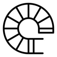 icône d'escalier circulaire vue de dessus, style de contour vecteur