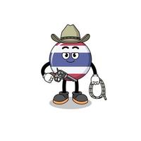 mascotte de personnage du drapeau de la thaïlande en tant que cow-boy vecteur