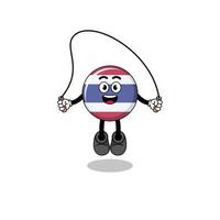 dessin animé de mascotte de drapeau de la thaïlande joue à la corde à sauter vecteur