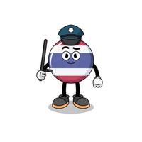 illustration de dessin animé de la police du drapeau de la thaïlande vecteur