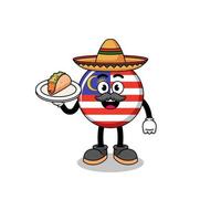 caricature de personnage du drapeau de la malaisie en tant que chef mexicain vecteur