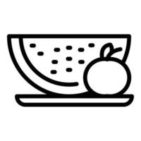 icône de salade de fruits pastèque, style de contour vecteur