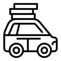 icône de coffre de toit de voiture complet, style de contour vecteur