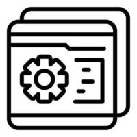 icône d'interaction de dossier de roue dentée, style de contour vecteur