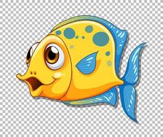 personnage de dessin animé de poisson exotique jaune sur fond transparent vecteur