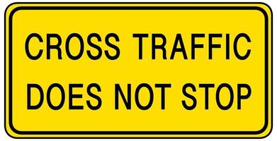 Panneau d'avertissement de la circulation transversale ne s'arrête pas isolé sur fond blanc vecteur