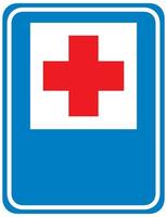 Panneau de signalisation de la croix rouge de l'hôpital isolé sur fond blanc vecteur