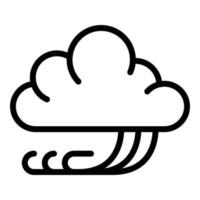 icône de temps nuageux venteux, style de contour vecteur