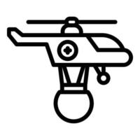 icône d'hélicoptère de sauvetage pompier, style de contour vecteur