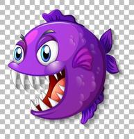 poisson exotique avec personnage de dessin animé de grands yeux sur fond transparent vecteur