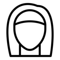 icône de perruque de coupe de cheveux, style de contour vecteur
