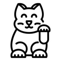 icône de chat oriental heureux, style de contour vecteur