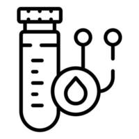 icône de tube à essai de qualité des produits réglementés, style de contour vecteur