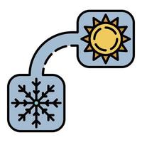 vecteur de contour de couleur d'icône de conditionneur d'été d'hiver