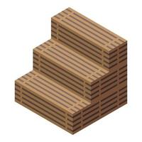 icône de sauna en bois, style isométrique vecteur