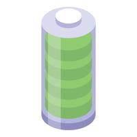 recycler l'icône de batterie pleine, style isométrique vecteur