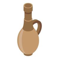 icône de bouteille de vin en bois, style isométrique vecteur