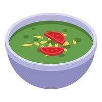 icône de soupe indienne verte, style isométrique vecteur