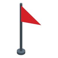 icône de drapeau grimpeur rouge, style isométrique vecteur