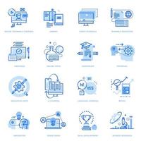 ensemble d'icônes de ligne plate d'enseignement à distance et d'apprentissage en ligne vecteur