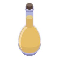 icône de bouteille en verre d'huile d'olive vierge, style isométrique vecteur