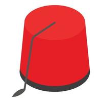 icône de chapeau turc rouge, style isométrique vecteur