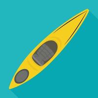 icône de bateau kayak, style plat vecteur