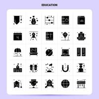 ensemble d'icônes d'éducation solide 25 conception de style de glyphe vectoriel icônes noires définies idées d'affaires web et mobiles conception illustration vectorielle