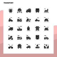 25 icônes de transport définies modèle d'illustration vectorielle d'icône de glyphe solide pour des idées web et mobiles pour une entreprise vecteur