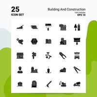 25 jeu d'icônes de construction et de construction 100 fichiers eps modifiables 10 idées de concept de logo d'entreprise conception d'icône de glyphe solide vecteur