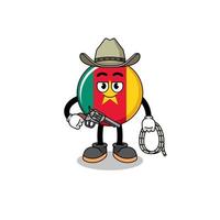 mascotte de personnage du drapeau du cameroun en tant que cow-boy vecteur