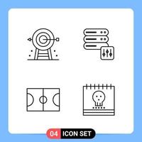 Pack d'icônes noires de 4 lignes symboles de contour pour les applications mobiles isolés sur fond blanc 4 icônes définies vecteur