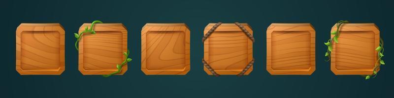 cadres en bois carrés pour l'avatar de l'utilisateur du jeu vecteur