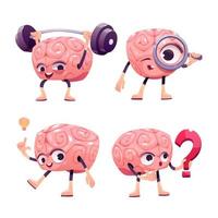 personnages du cerveau, mascotte de dessin animé avec grimace vecteur