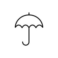 icône de parapluie de contour ouvert. protection contre les intempéries du temps pluvieux et du soleil brûlant. gadget de sécurité Web contre les pirates et les virus vectoriels vecteur