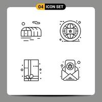 Pack de 4 lignes d'interface utilisateur de signes et symboles modernes de la marque de boîte-cadeau agricole éléments de conception vectoriels modifiables par e-mail en ligne vecteur