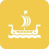 icône de fond de coin rond glyphe de bateau viking vecteur