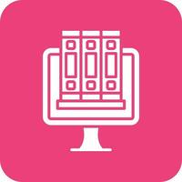 icône de fond de coin rond de glyphe de bibliothèque en ligne vecteur