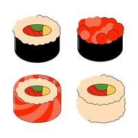 illustration vectorielle lumineuse de la cuisine asiatique. menu japonais, plats asiatiques pour les menus et les restaurants. vecteur