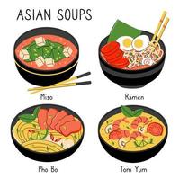 illustration vectorielle lumineuse de la cuisine asiatique. plats asiatiques pour menus et restaurants. vecteur