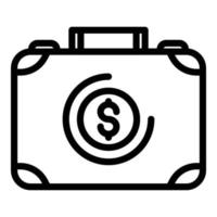 valise avec icône d'argent, style de contour vecteur